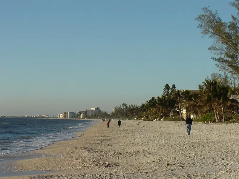 Quiet stretch of Bonita Beach at the waterline