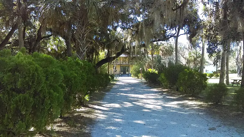 Shaded trail at Koreshan State Historic Site in Estero